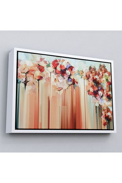 Harita Sepeti Pictură în ulei cu flori abstracte înrămate Aspect pictură decorativă pe pânză de perete-3540