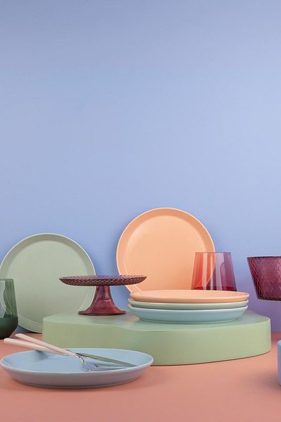 Kütahya Porselen Forza 6-teiliges 20 cm großes Abendessen-Teller-Set – mehrfarbig