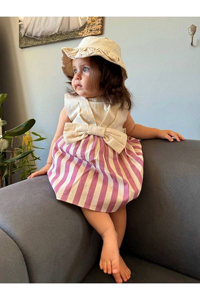 BBX EXCLUSIVE Linen Girl's Dress - Hat Design