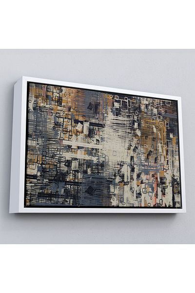 Harita Sepeti Pictură de perete pe pânză decorativă geometrică abstractă înrămată-3658