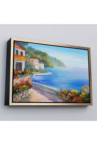 Harita Sepeti Pictură în ulei peisaj marin înrămat Vizualizare pictură decorativă pe pânză de perete-3458