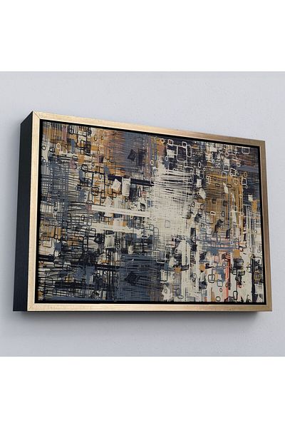 Harita Sepeti Pictură de perete pe pânză decorativă geometrică abstractă înrămată-3658