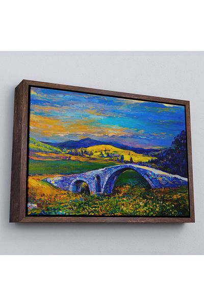 Harita Sepeti Πλαισιωμένο χωριό Stone Bridge Sunset Landscape Wall Painting-1202