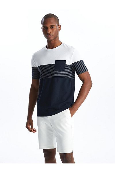 LC Waikiki Ανδρικό κοντομάνικο μπλουζάκι LCW Vision - Color Block με λαιμόκοψη
