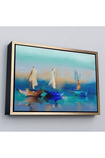 Harita Sepeti Pictură în ulei de artă modernă abstractă înrămată Vedere pictură decorativă pe pânză de perete-3589