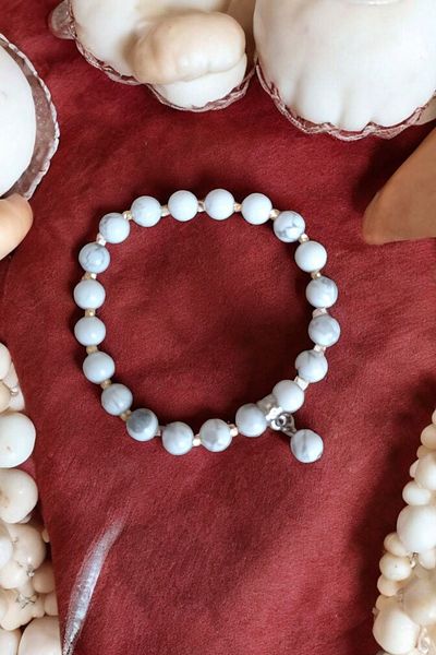 MGA DOĞAL TAŞ Natural Stone Howlite Bracelet for Men and Women - Dorica