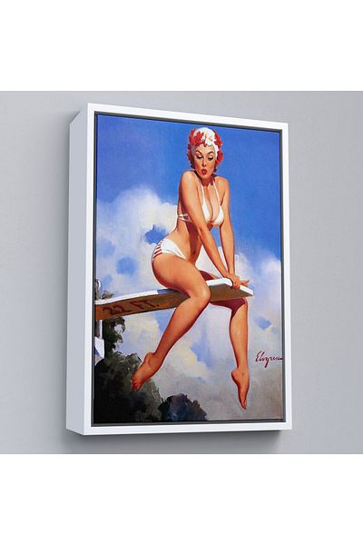 Harita Sepeti Pictură decorativă de perete pentru femeie Sexi într-un bikini pe Tramplen cu cadru-6157