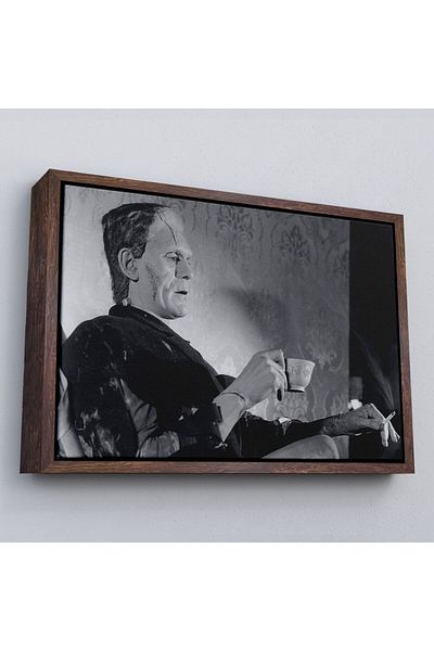 Harita Sepeti Pictură în cadru Frankenstein Remastered Ceai și țigări Film de groază, Boris Karloff Painting-5369