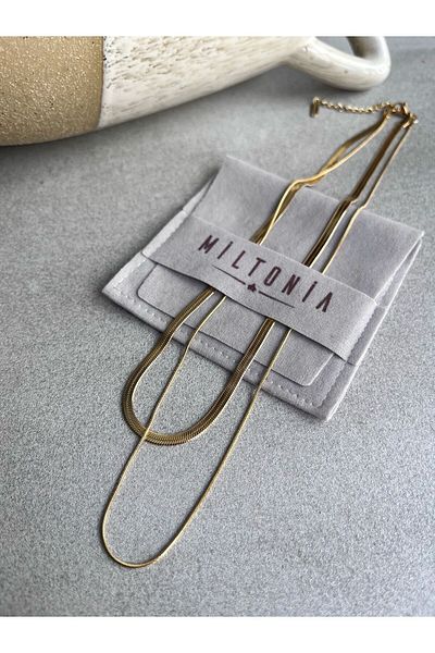 Miltonia Italian Steel Chain Snake Necklaces - Pack of 2