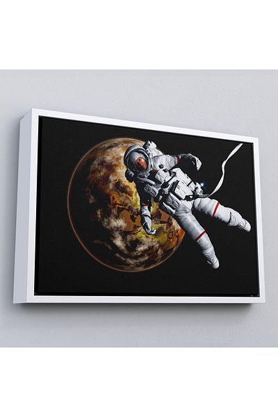 Harita Sepeti Pictură pe pânză Astronaut pe fundalul Planetei cu cadru negru