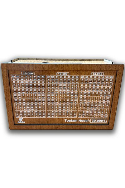kalides Parabox - 30.000tl Kumbara (Kalem Hediyeli) , Ahşap Para Biriktirme Hedef Kutusu
