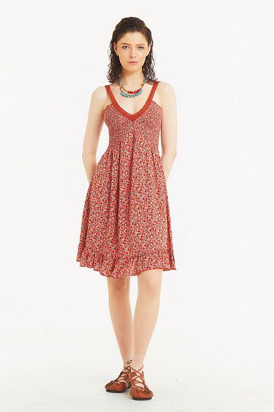 Los banditos Rochie etnică florală de vară cu modele autentică