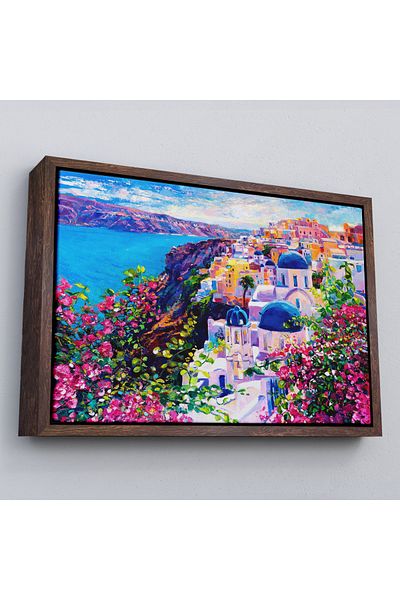 Harita Sepeti În rame Santorini Grecia Imagine abstractă conceptuală a unei fete frumoase-3754