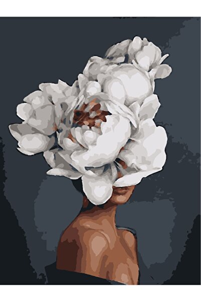 Lamba Cini Sayılarla Boyama Kasnaklı Tablo Seti Fırça Boya Dahil 40x50 Çiçekl...