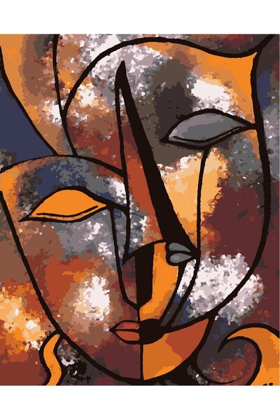 Lamba Cini Sayılarla Boyama Kasnaklı Tablo Seti Fırça Boya Dahil 40x50 Yüz