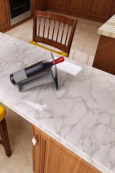 Buffer Gri 2 Adet 5mt X 60 Cm Mermer Desenli Masa Tezgah Mutfak Su Geçirmez Yapışkanlı Folyo Sticker