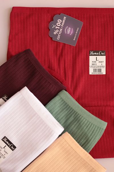 Humaone Chiloți cu nervuri, 100% bumbac, 5 piese, pentru femei, verde, roșu claret, alb, piele Bt2-a4