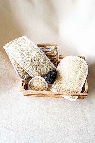 karure natural Doğal Kabak Loofah Lifi Seti 4'lü - Banyo Duş Lif Kesesi Seti