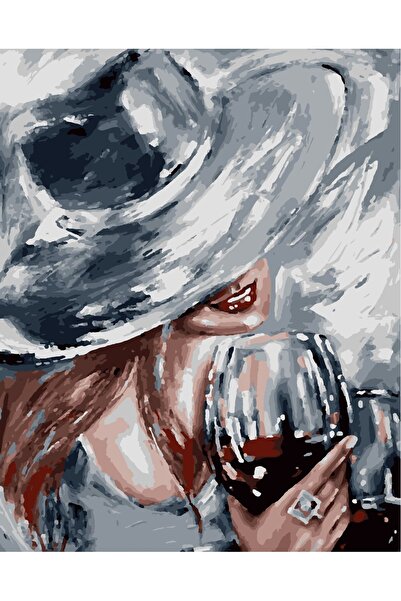 Lamba Cini Sayılarla Boyama Kasnaklı Tablo Seti Fırça Boya Dahil 40x50 Şarap ...