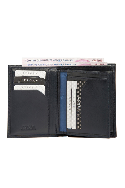 Tergan Men's Leather Wallet Navy Blue - 1108H86