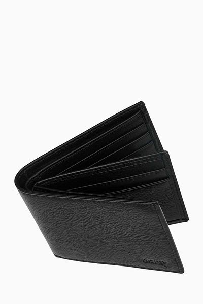 DAMY Men's Leather Wallet - Horizontal, Genuine Leather, RFID and Gift Bag - Black K334