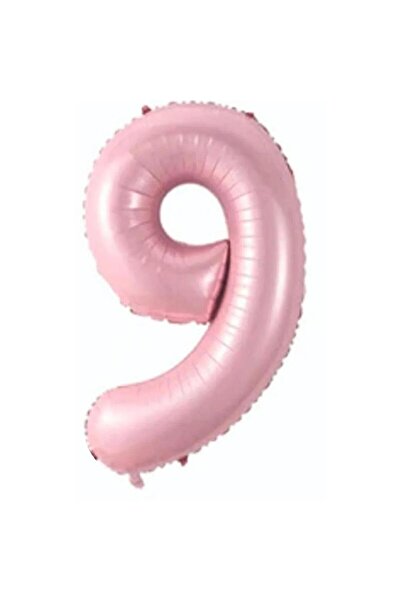 SURPRISE PARTY STORE 9 Rakam Balon Pembe Renk Folyo Balon 76 cm 34 inç Helyum...