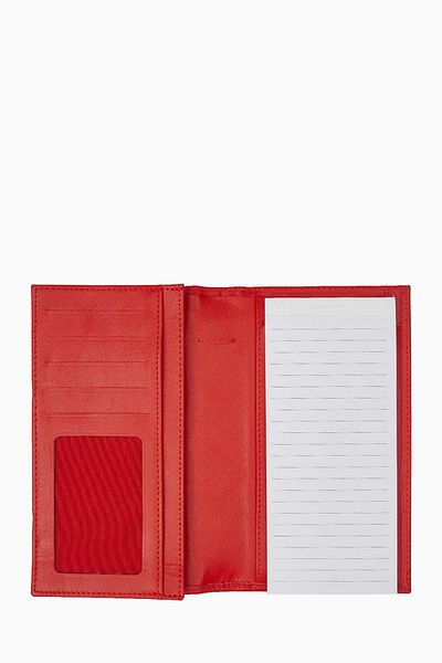 DAMY Red Genuine Leather Notebook Wallet - With Note Holder and Phone K710