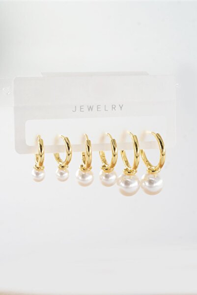 By Zeyna Aksesuar سلسلة Vip من اللؤلؤ الصناعي - مجموعة أقراط نسائية مكونة من ...