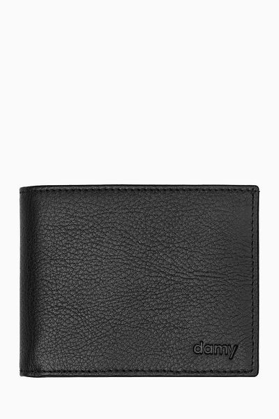 DAMY Men's Leather Wallet - Horizontal, Genuine Leather, RFID and Gift Bag - Black K334