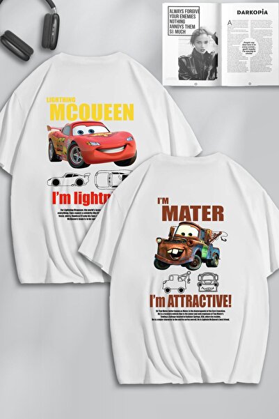 darkopia Unisex Cars Şimşek McQueen ve Mater SIRT Baskılı Arkadaş Çift Kombin...