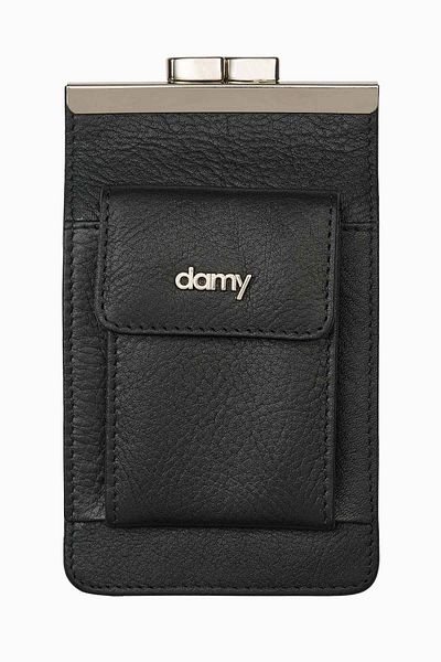 DAMY Black Genuine Leather Long Short Slim Cigarette Box - Cigarette Holder and Case K702
