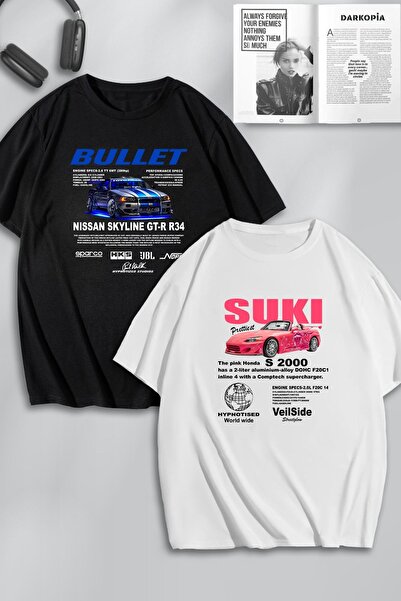 darkopia Tricou supradimensionat unisex Fast and Furious Bullet & Suki imprim...