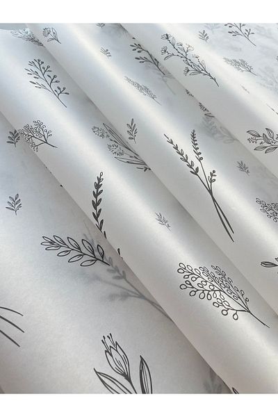 eylülün etiket fabrikası Black Floral Pelur Paper / Wrapping Paper - 10 Pieces - 50X70 Cm. Size