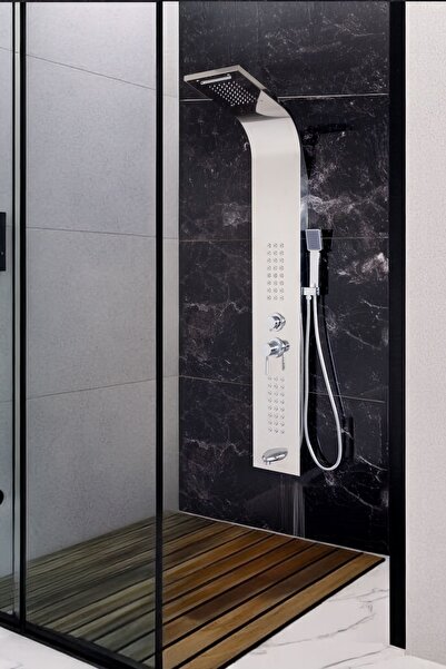 DECORDEM Banora Infinity Lux Duş Paneli, 5 Fonksiyonlu, Paslanmaz Çelik, Tepe...