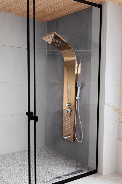 DECORDEM Banora Infinity Lux Duş Paneli, 5 Fonksiyonlu, Paslanmaz Çelik, Tepe...
