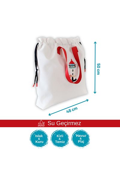 Atelier Bomonti Waterproof Wet Dry Marine Lantern Pattern - Dirty Clean Beach and Pool Bag