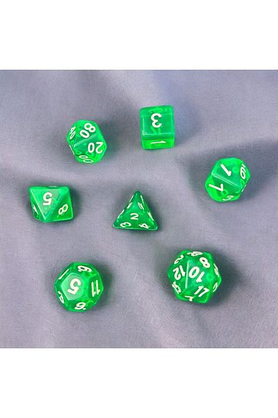 Le Majeur DndFrpDiceSet-Setof 7,DungeonsandDragonsDesktop Gaming Dice, Transparent Green