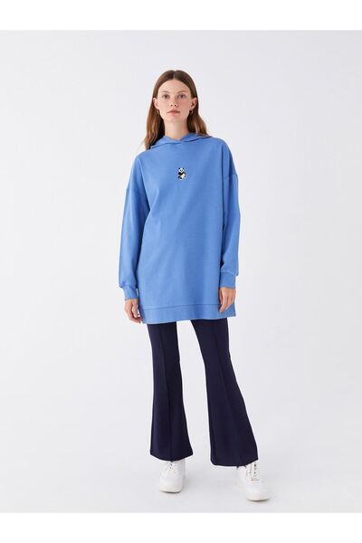 LC Waikiki Hooded Embroidered Long Sleeve Women's Sweatshirt Tunic