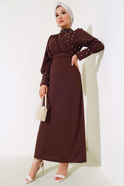 VOLT CLOTHİNG Mit Perlen verziertes Hijab-Kleid für besondere Anlässe