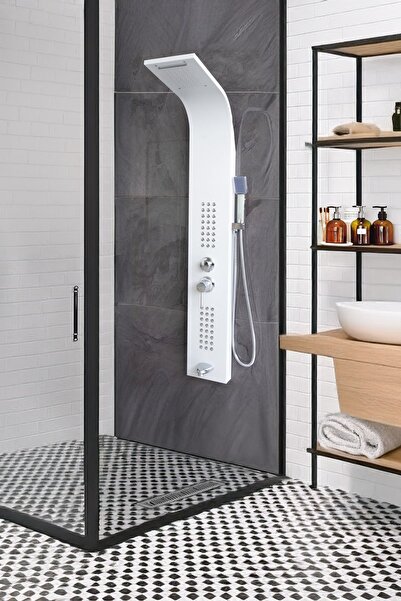 DECORDEM Banora Infinity Lux Duş Paneli, 5 Fonksiyonlu, Paslanmaz Çelik, Tepe...