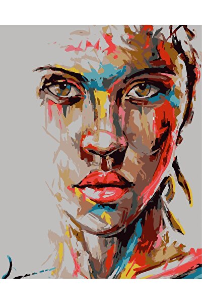 Lamba Cini Sayılarla Boyama Kasnaklı Tablo Seti Fırça Boya Dahil 40x50 Renkli...