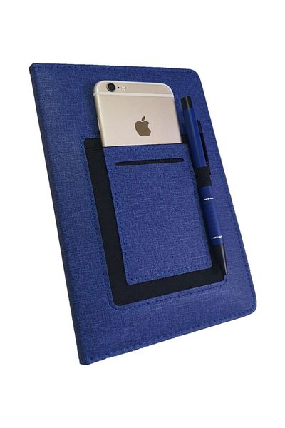 Gülay AVM Caiet din piele termică nedatat cu rigle 13x21 băiat Suport pentru cărți de vizită pentru telefon Buzunar Agenda cu pix 2415 Caiet