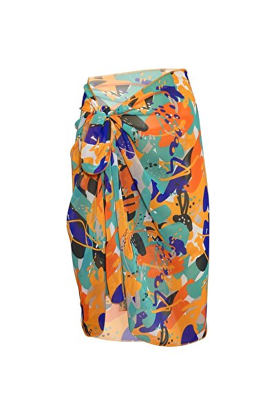 Bolder Tara Orange Blue Geometric Chiffon Pareo (147*70)