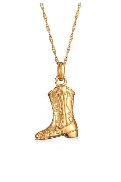 ELLI Halskette Damen Westernstiefel Anhänger Boho aus 925 Sterling Silber vergoldet