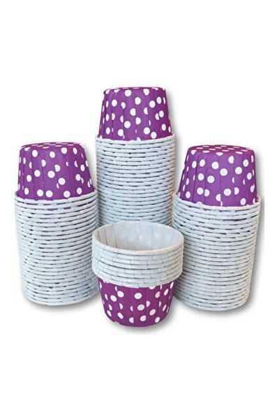 EFE PASTACILIK Purple Polka Dot Muffin Paper Capsules 25 Pieces 50x39 Mm