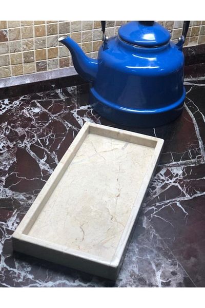 fymermertasarım Handmade Beige Marble Tray 17-30