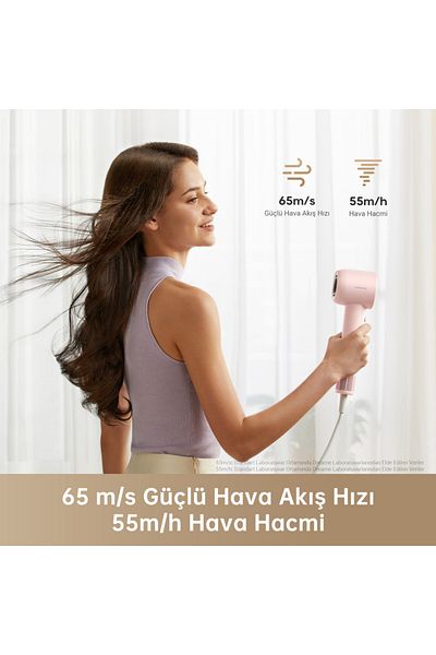 Dreame Gleam Pink Hair Dryer - Fast and Light, 0.73lbs