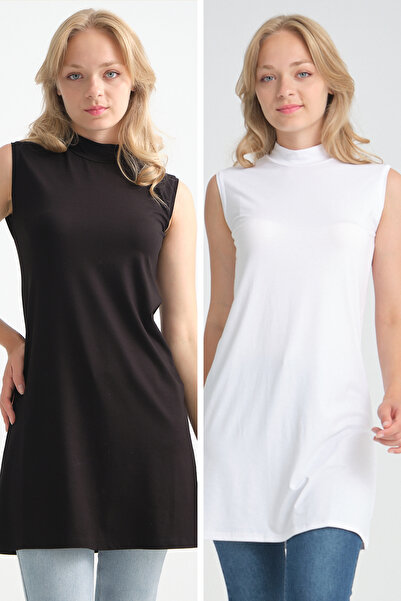 IRK Örme Penye Dik Yaka Kolsuz İçlik Kurtarıcı Sıfır Kol Tesettür Tunik