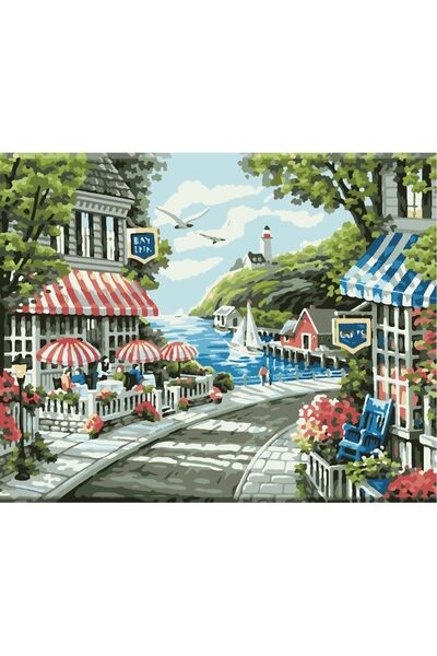 Lamba Cini Sayılarla Boyama Kasnaklı Tablo Seti Fırça Boya Dahil 40x50 Sahil ...