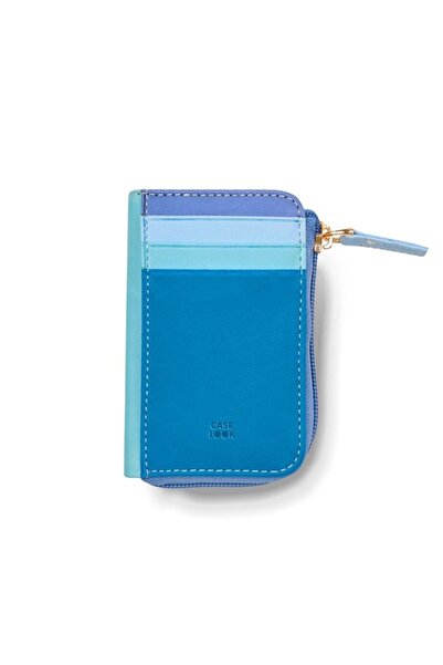 Case Look Kadın Deri Mavi Renkli Fermuarlı Küçük Cüzdan Angel 03